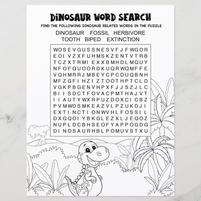 Roligt Kids Activity Dinosaur Puzzle Ord Search (Framsida)