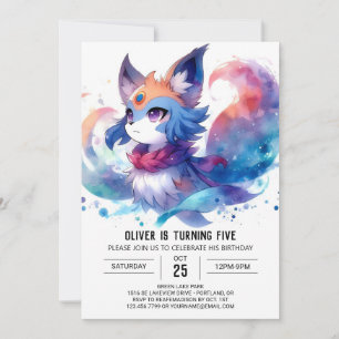 Roligt Kids Fox Birthday Inbjudningar