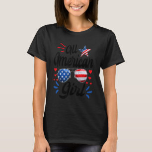 Roligt Kids Girl All American Girls Patriotic 4 ju T Shirt