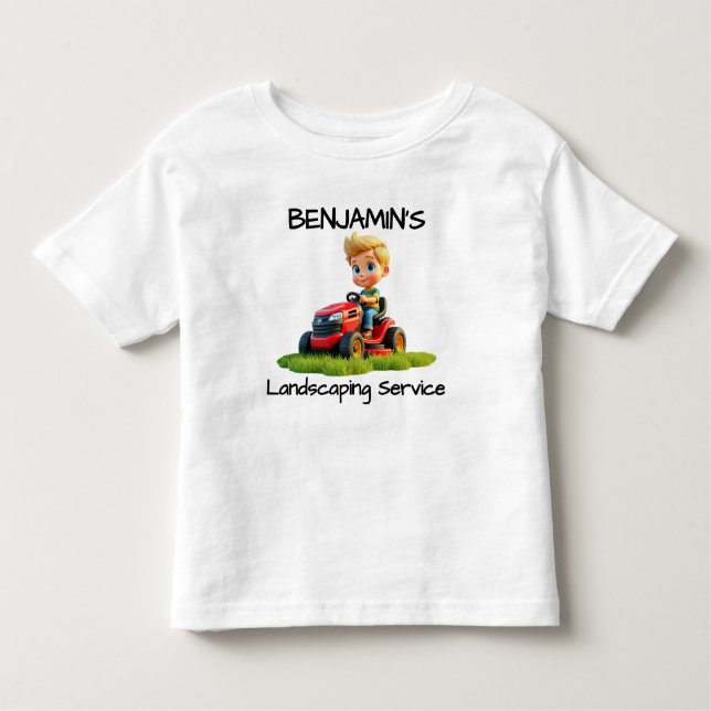 Roligt Kids Gräsmatta Mower T-Shirt eller Bodykost (Framsida)