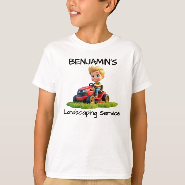 Roligt Kids Gräsmatta Mower T-Shirt eller Hoodie (Framsida)