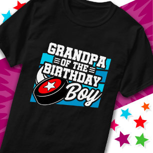 Roligt Kids Hockey Party Grandpa från Birthday Boy T Shirt