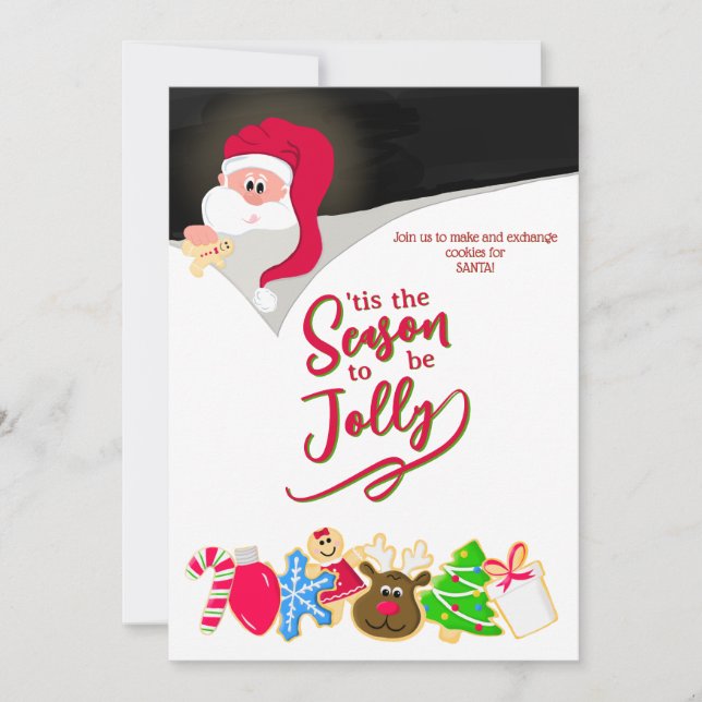 Roligt Kids jul Cookie Exchange Party Inbjudningar (Framsida)