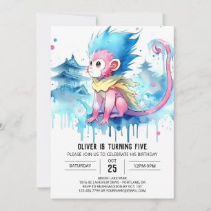 Roligt Kids Monkey Birthday Inbjudningar