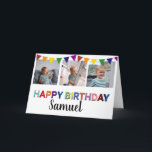 Roligt Kids Photo Collage | Grattis på födelsedage Kort<br><div class="desc">Den här roligten och det färgstarka fotokollage-födelsedagskortet är perfekt för barn i alla åldrar! Kortet innehåller 3 av dina favoritfoton,  en skarp och färglös GRATTIS PÅ FÖDELSEDAGEN-text och barn namn. Teckensnittets stilar,  storlek och färg kan ändras genom att klicka på den anpassade länken efter anpassning.</div>