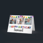 Roligt Kids Photo Collage | Grattis på födelsedage Kort<br><div class="desc">Den här roligten och det färgstarka fotokollage-födelsedagskortet är perfekt för barn i alla åldrar! Kortet innehåller 3 av dina favoritfoton,  en skarp och färglös GRATTIS PÅ FÖDELSEDAGEN-text och barn namn. Teckensnittets stilar,  storlek och färg kan ändras genom att klicka på den anpassade länken efter anpassning.</div>