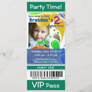 Roligt Kids VIP Pass Event Biljett Photo Party (ja Inbjudningar
