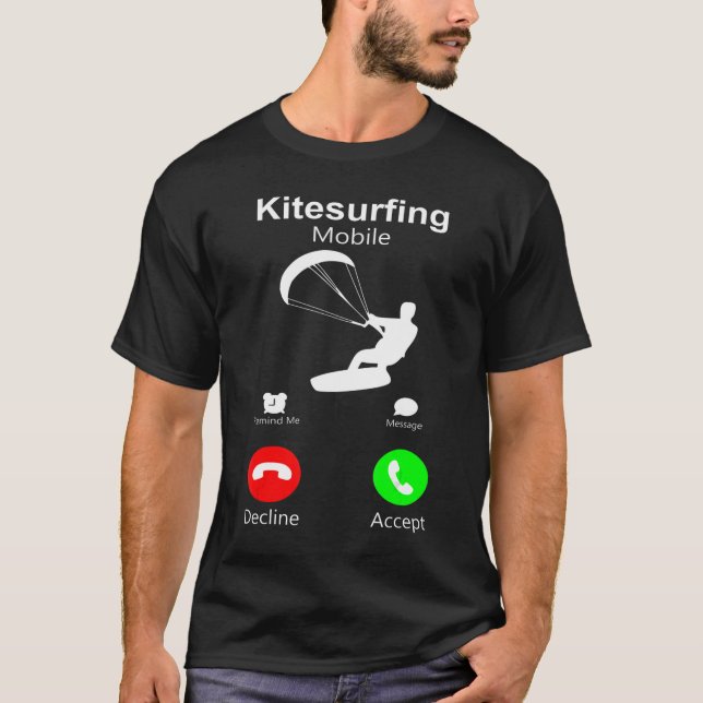 Roligt Kitesurfing Mobile Kiteboarding Vatten Vind T Shirt (Framsida)