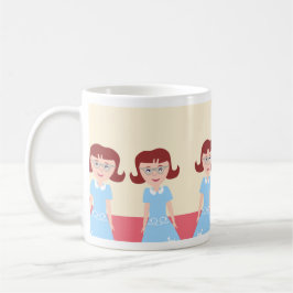 Roligt Kitschy Fifties Gal Cute Retro Illustration Kaffemugg