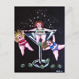 Roligt Knubbig Martini Divas-postkort Vykort