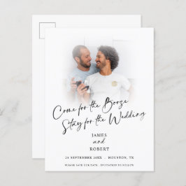 Roligt kommer för sprit foto spara datum tillkänna meddelande vykort