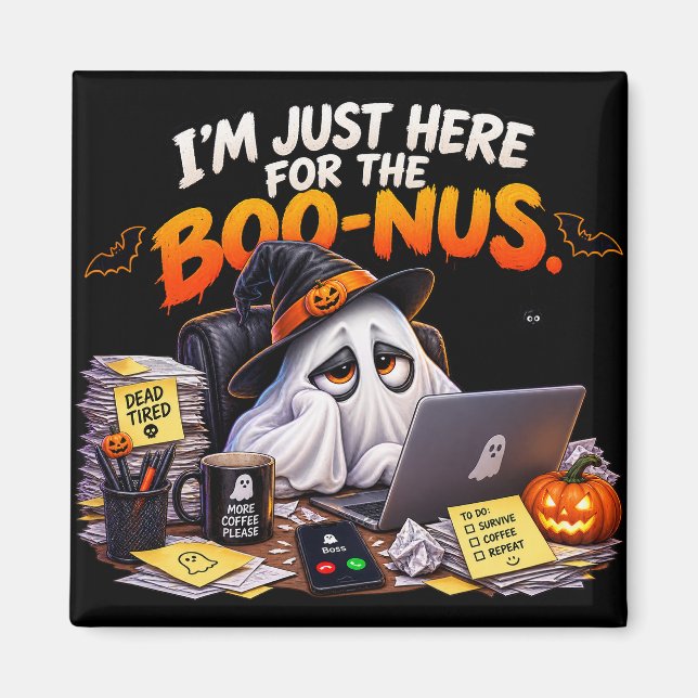 Roligt Kontorsspöke Halloweenmagnet Magnet (Framsidan)