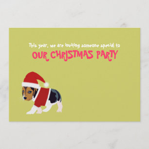 Roligt kort för julpartyinbjudan (hunden)