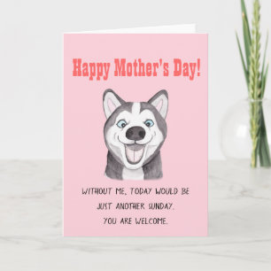 Roligt kort till mors dag Roligt husky hund-kort