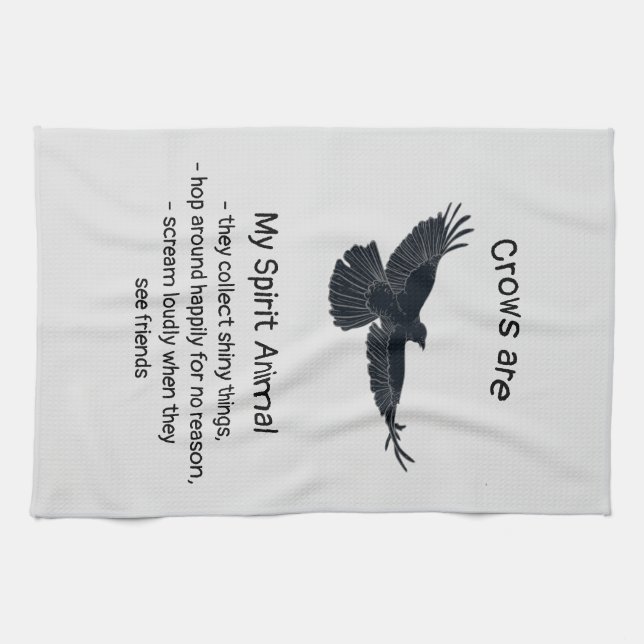 Roligt Kråka Bird Spirit Animal Humor Quote Totem Kökshandduk (Horisontell)