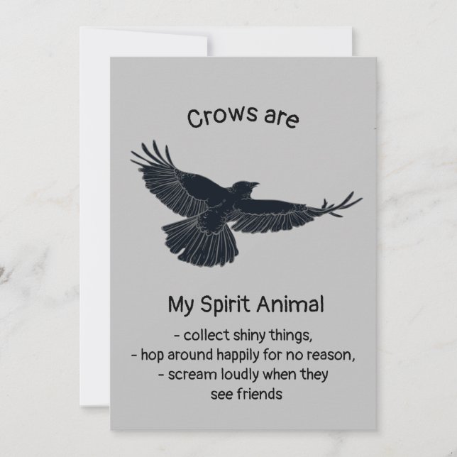 Roligt Kråka Bird Spirit Animal Humor Quote Totem Kort (Framsida)
