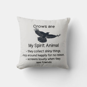 Roligt Kråka Bird Spirit Animal Humor Quote Totem Kudde