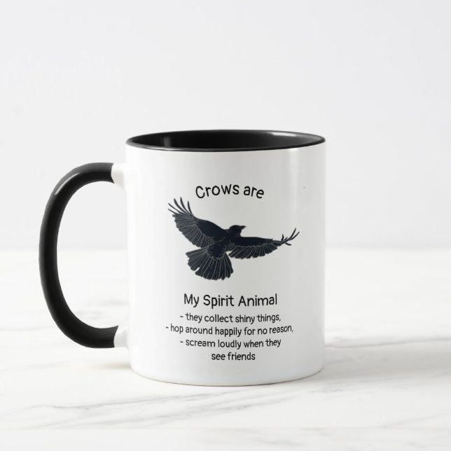 Roligt Kråka Bird Spirit Animal Humor Quote Totem Mugg (Vänster)
