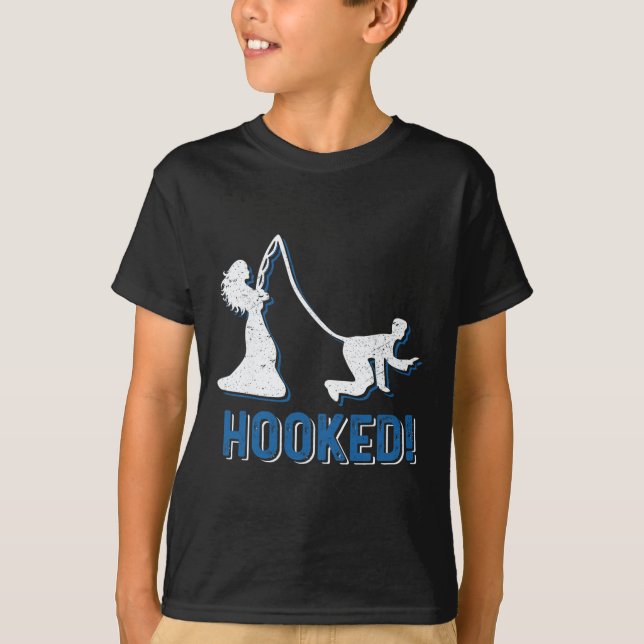 Roligt Krokat Brud Brudgum Nytt Äktenskap Fiske Kä T Shirt (Framsida)