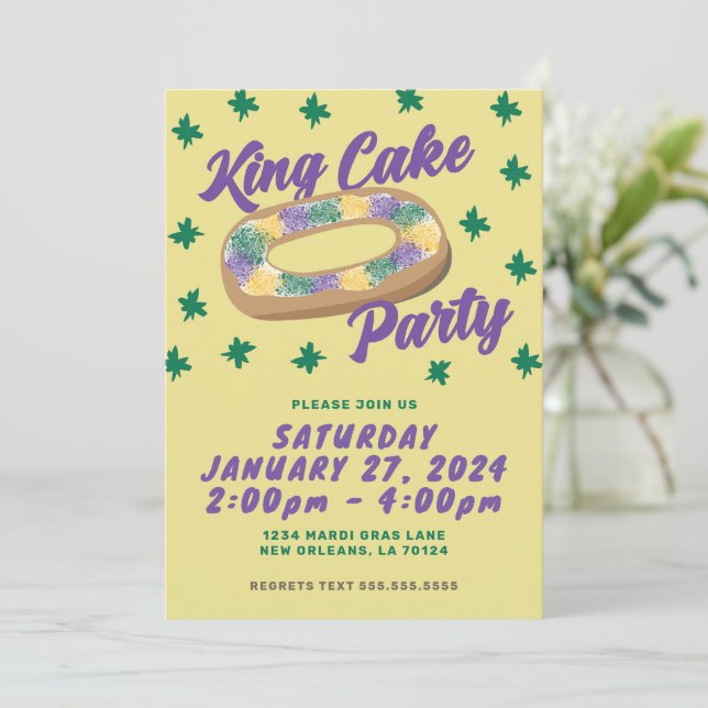 Roligt Kung Cake Party Inbjudningar (Stående Fram)