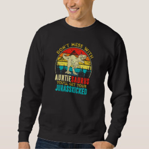 Roligt Kvinnor Retro Auntiesaurus Dinosaur Rex Lång Ärmad Tröja