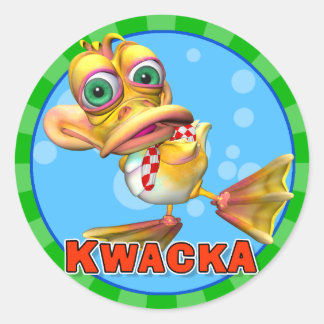 Roligt Kwacka Stickers Runt Klistermärke