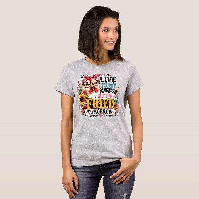 Roligt kycklingcitat t shirt (Hel framsida)