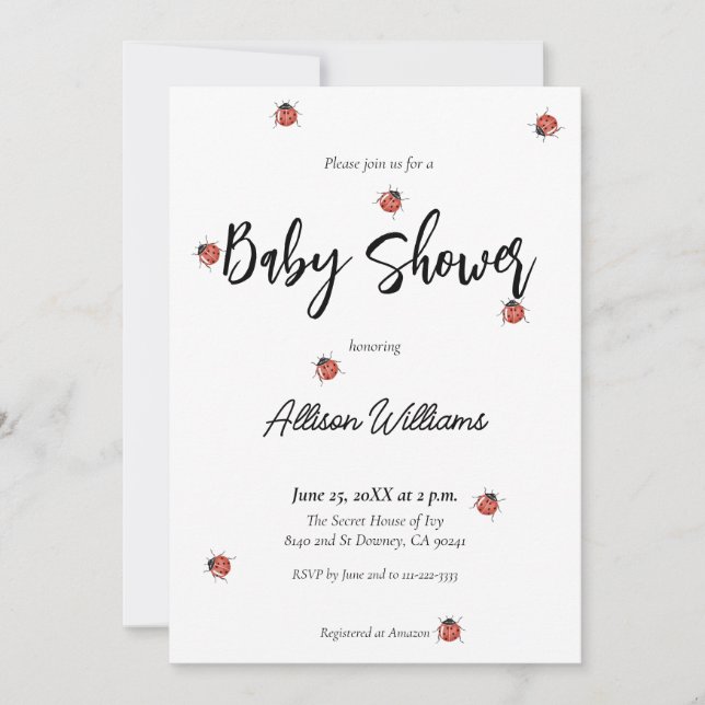 Roligt Ladybug Baby Shower Inbjudningar (Framsida)