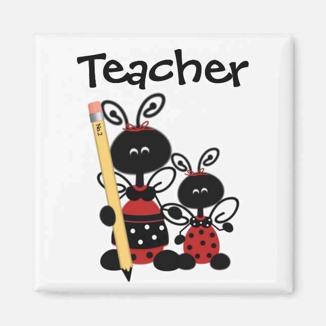 Roligt Ladybugs Teacher Magnet (Framsidan)
