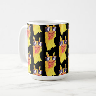 Roligt lama-ansikte med glasögonmönster kaffemugg