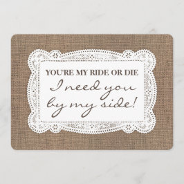 Roligt lantligt brudtärna-/maid of honorförslag inbjudningar