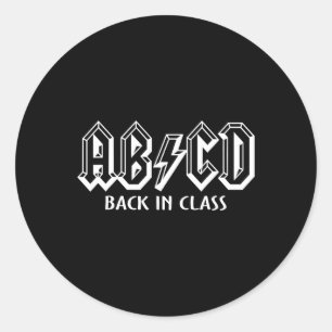 Roligt Lärare ABCD Sten Back to school tillbaka i  Runt Klistermärke