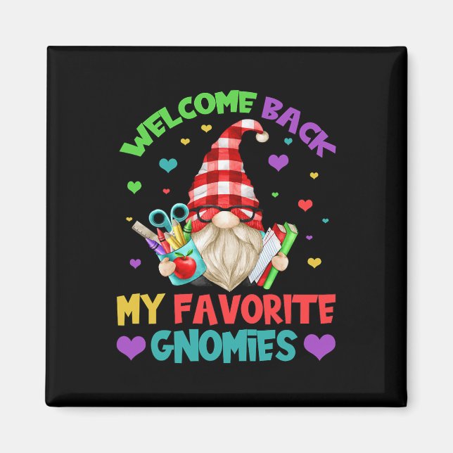 Roligt Lärare Gnome Tee - Cute Welcome back to Sch Magnet (Framsidan)