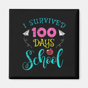 Roligt Lärare Student Kids jag Överlevt 100 dagar Magnet