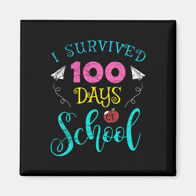 Roligt Lärare Student Kids jag Överlevt 100 dagar  Magnet (Framsidan)