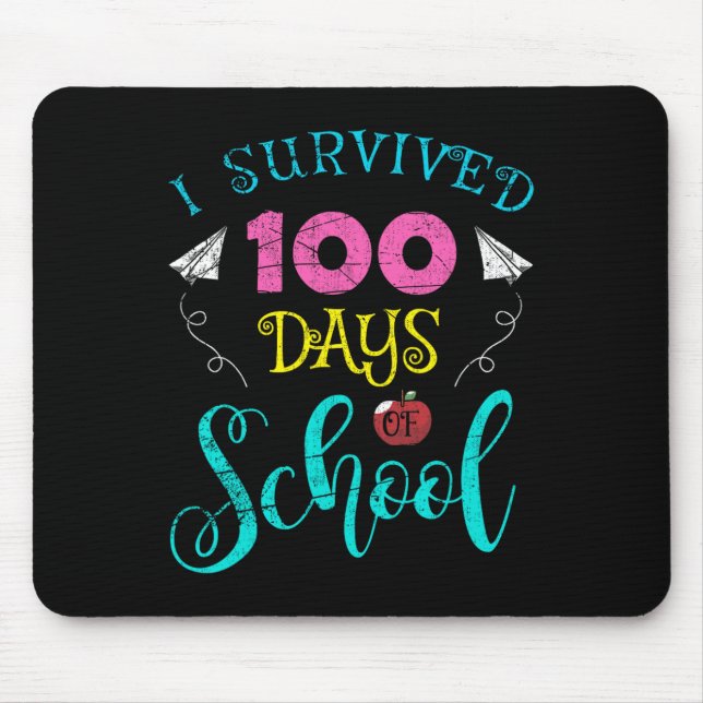 Roligt Lärare Student Kids jag Överlevt 100 dagar  Musmatta (Framsidan)