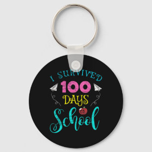 Roligt Lärare Student Kids jag Överlevt 100 dagar Nyckelring