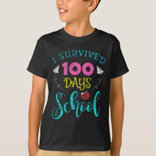 Roligt Lärare Student Kids jag Överlevt 100 dagar T Shirt