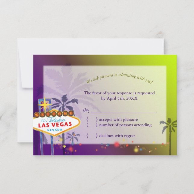 Roligt Las Vegas-destinationsbröllop RSVP OSA Kort (Framsida)