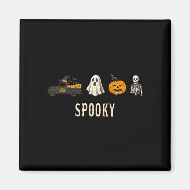 Roligt läskig halloween söt lastbil spöke pumpa magnet (Framsidan)