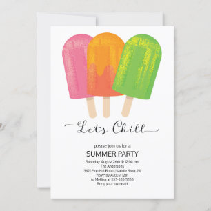 Roligt Låt oss Chill Ice Pops Summer Party Inbjudningar