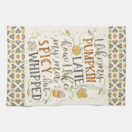 Roligt Latte för pumpakrydda skämt för kvinnahöst Kökshandduk