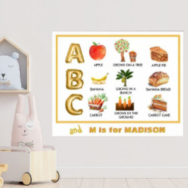 Roligt Learning ABC Apple Banana Carrot'Story Namn Poster