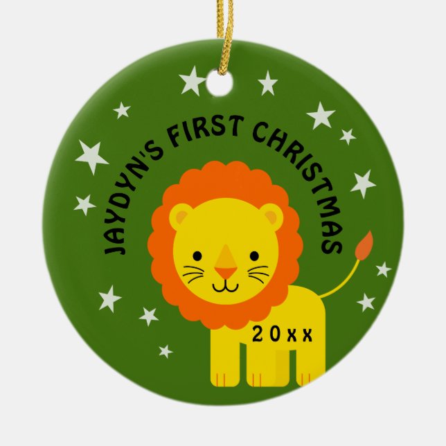 Roligt Lejona Baby Första julklapp Julgransprydnad Keramik (Framsidan)