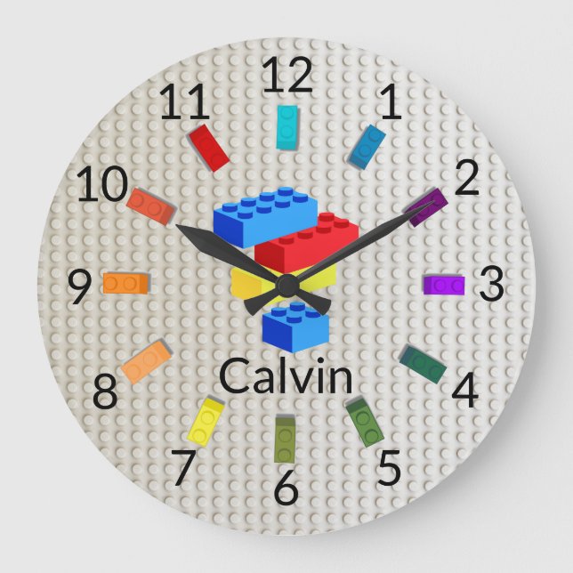 Roligt Leksak Bygger Kids-rum för barn Stor Klocka (Framsida)
