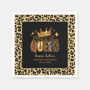 Roligt Leopard Birthday drottning Fyrtio födelseda Pappersservett