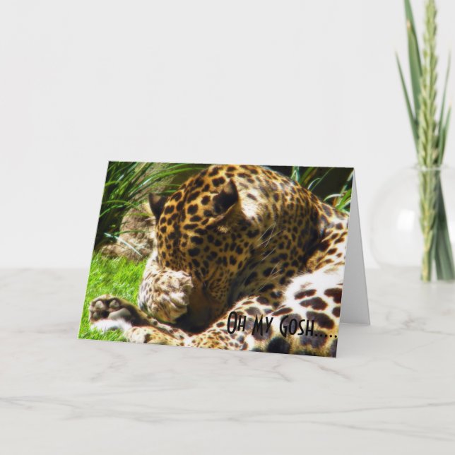Roligt Leopardy Grattiskort – Oj så reagerar du Helgkort (Framsida)