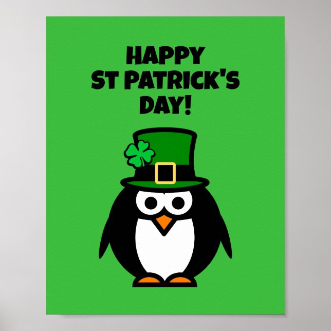 Roligt leprechaun penguin tecknad St patrick's day Poster (Framsidan)