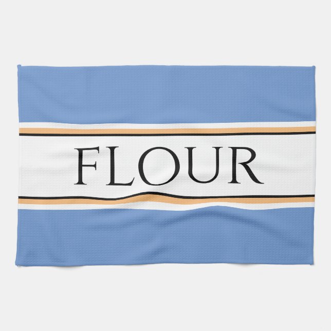 Roligt Light Blue White Kitchen FLOUR Tävla Rand Kökshandduk (Horisontell)