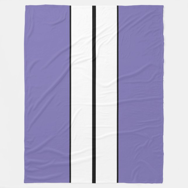 Roligt Light Lila Black White Tävla Rand Fleecefilt (Framsidan)